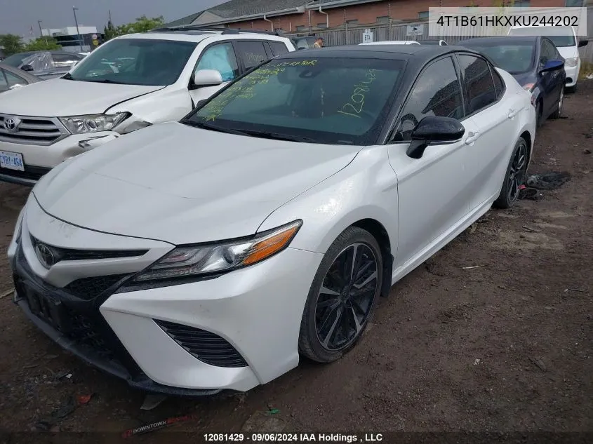 2019 Toyota Camry Xse VIN: 4T1B61HKXKU244202 Lot: 12081429