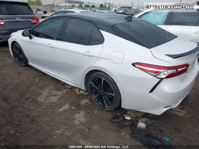 2019 Toyota Camry Xse VIN: 4T1B61HKXKU244202 Lot: 12081429