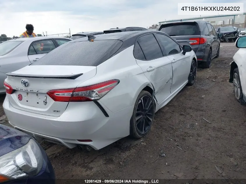 2019 Toyota Camry Xse VIN: 4T1B61HKXKU244202 Lot: 12081429