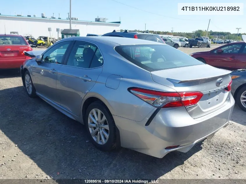 2019 Toyota Camry VIN: 4T1B11HK0KU218982 Lot: 12089516