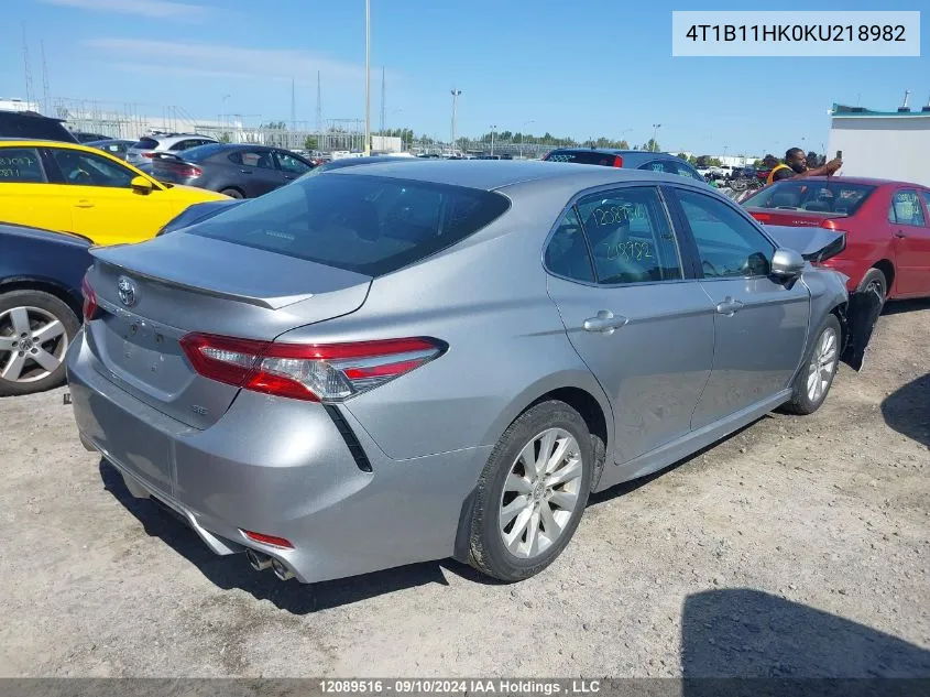 4T1B11HK0KU218982 2019 Toyota Camry