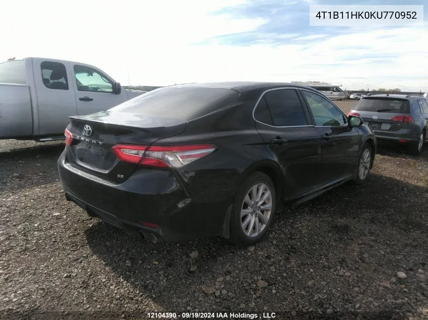 4T1B11HK0KU770952 2019 Toyota Camry L/Le/Xle/Se/Xse