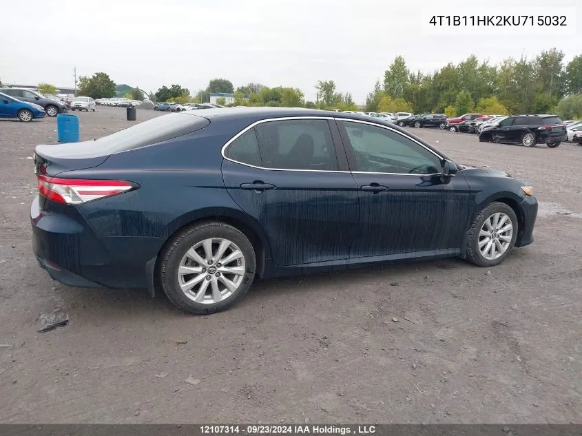 2019 Toyota Camry L/Le/Xle/Se/Xse VIN: 4T1B11HK2KU715032 Lot: 12107314