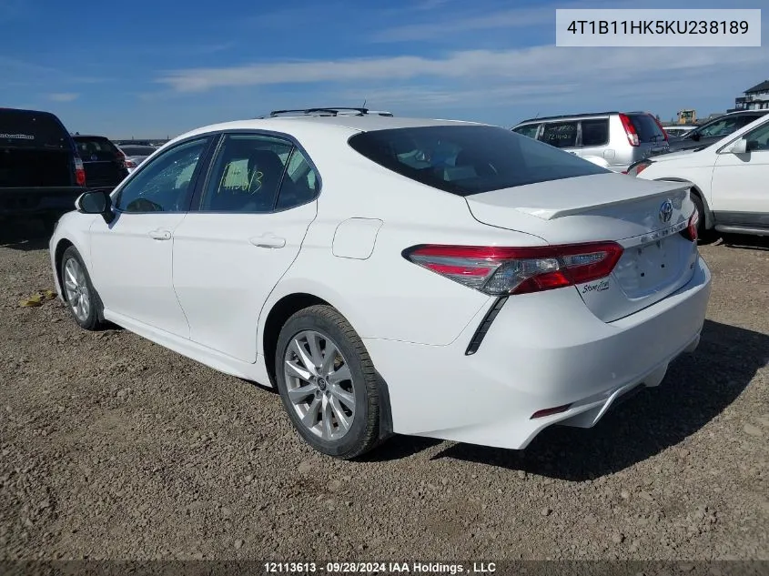 2019 Toyota Camry Se VIN: 4T1B11HK5KU238189 Lot: 12113613