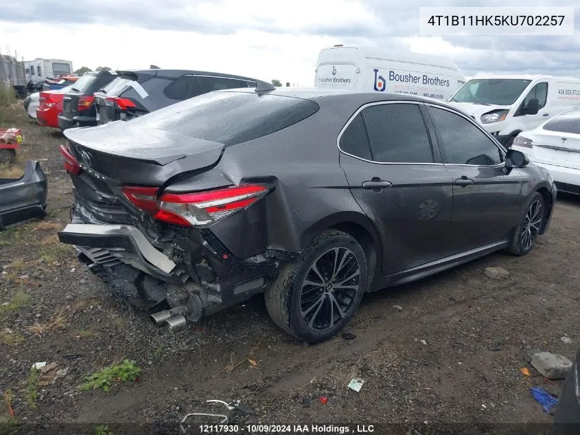 2019 Toyota Camry Se VIN: 4T1B11HK5KU702257 Lot: 12117930