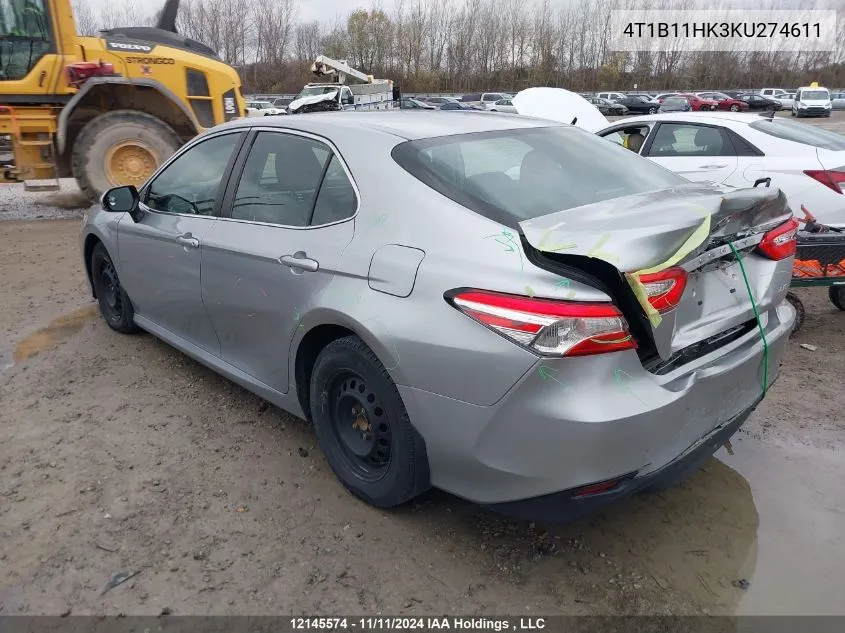 2019 Toyota Camry L/Le/Xle/Se/Xse VIN: 4T1B11HK3KU274611 Lot: 12145574