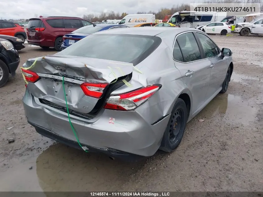 2019 Toyota Camry L/Le/Xle/Se/Xse VIN: 4T1B11HK3KU274611 Lot: 12145574