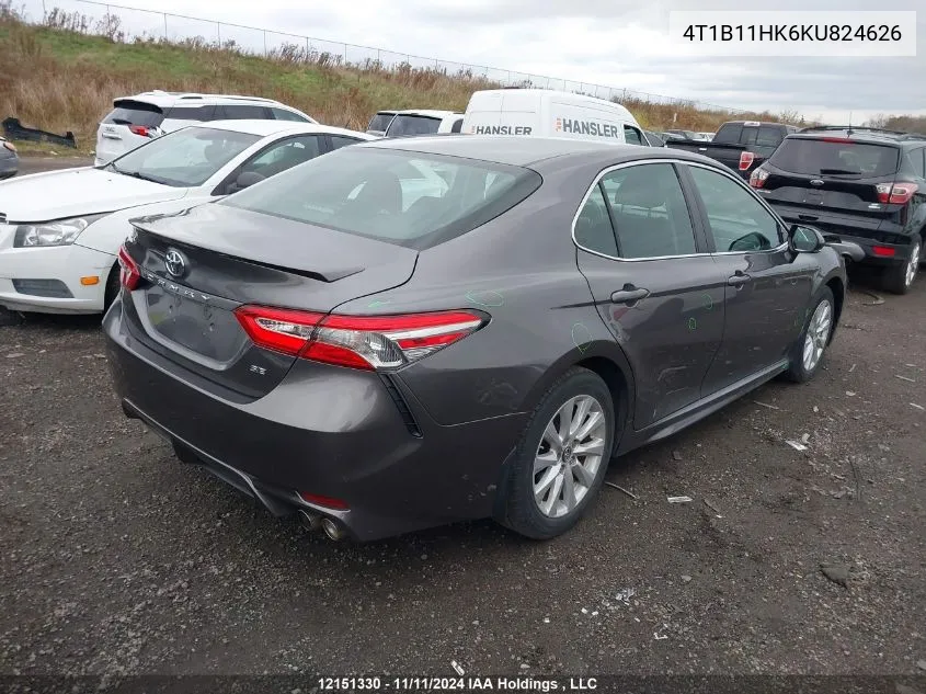 2019 Toyota Camry L/Le/Xle/Se/Xse VIN: 4T1B11HK6KU824626 Lot: 12151330