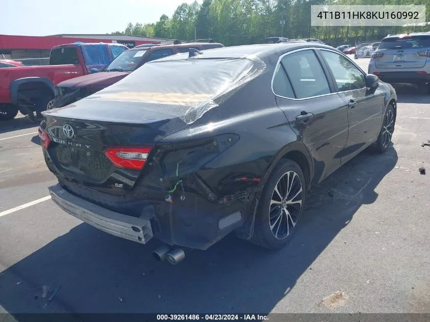 2019 Toyota Camry Se VIN: 4T1B11HK8KU160992 Lot: 39261486