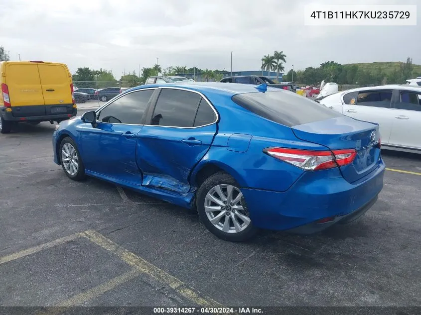 2019 Toyota Camry Le VIN: 4T1B11HK7KU235729 Lot: 39314267