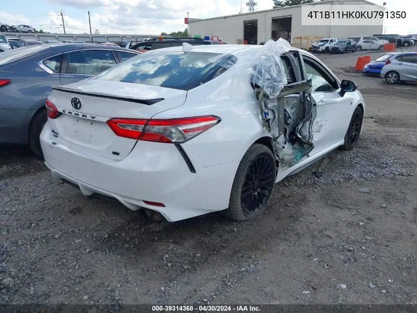 4T1B11HK0KU791350 2019 Toyota Camry Se