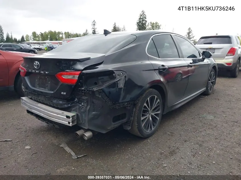 2019 Toyota Camry Se VIN: 4T1B11HK5KU736246 Lot: 39357031