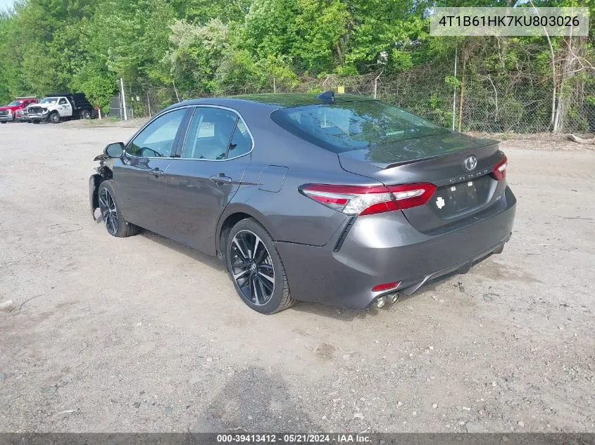 2019 Toyota Camry Xse VIN: 4T1B61HK7KU803026 Lot: 39413412