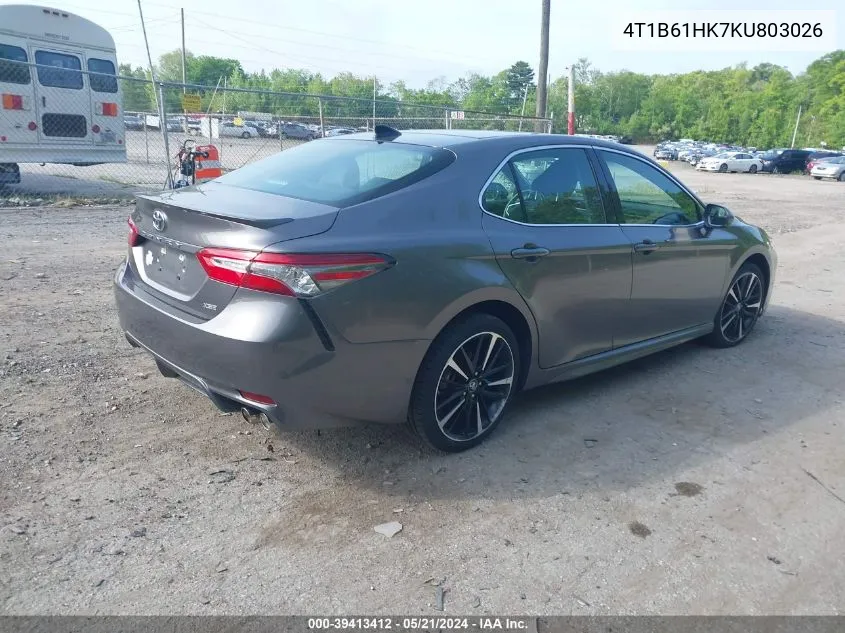 2019 Toyota Camry Xse VIN: 4T1B61HK7KU803026 Lot: 39413412