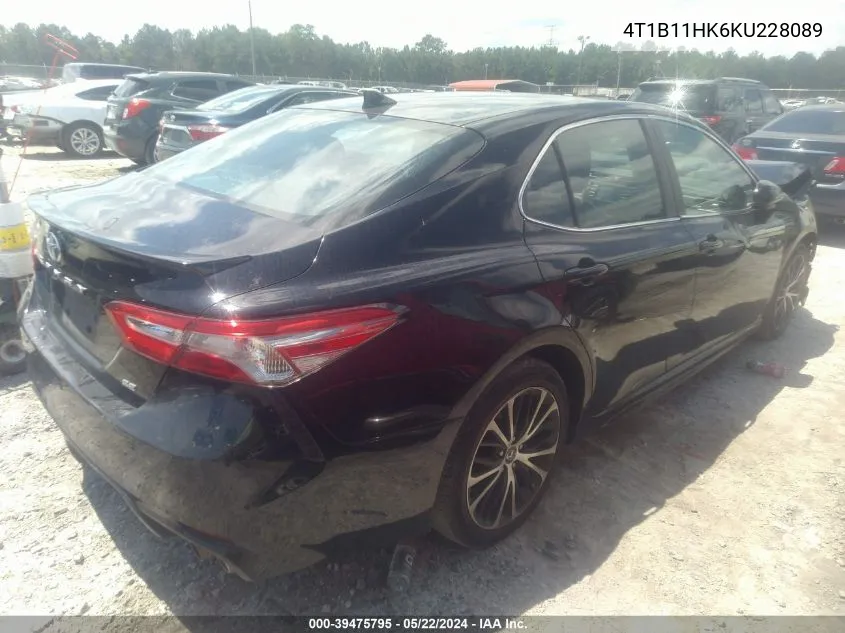 4T1B11HK6KU228089 2019 Toyota Camry Se