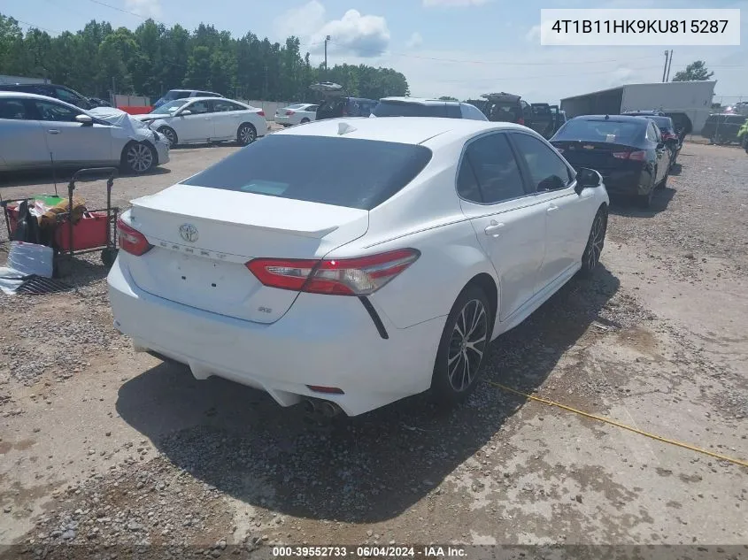 2019 Toyota Camry Se VIN: 4T1B11HK9KU815287 Lot: 39552733