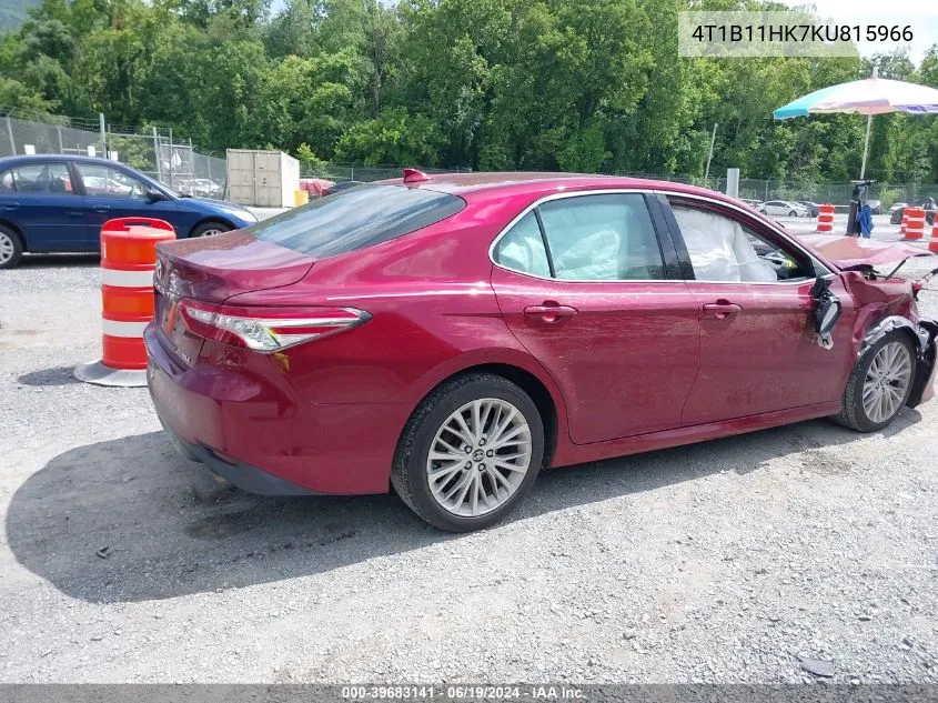 4T1B11HK7KU815966 2019 Toyota Camry Xle