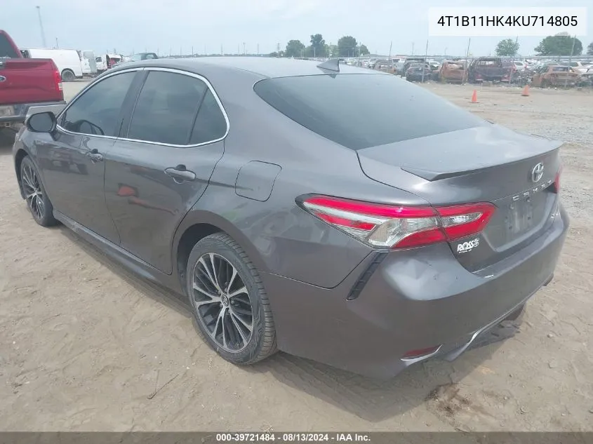 2019 Toyota Camry Se VIN: 4T1B11HK4KU714805 Lot: 39721484