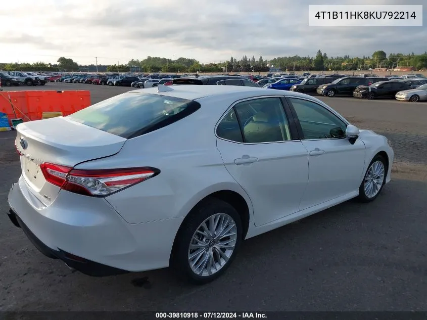 2019 Toyota Camry Xle VIN: 4T1B11HK8KU792214 Lot: 39810918