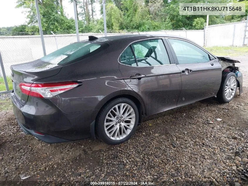 2019 Toyota Camry Xle VIN: 4T1B11HK8KU715648 Lot: 39918015