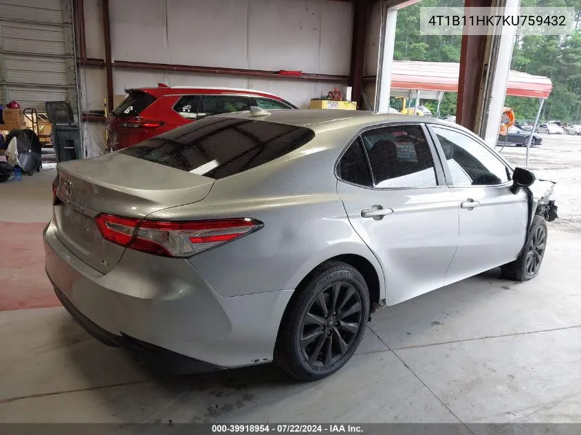 2019 Toyota Camry Le VIN: 4T1B11HK7KU759432 Lot: 39918954