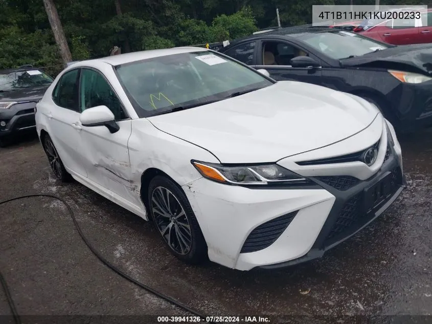 2019 Toyota Camry Se VIN: 4T1B11HK1KU200233 Lot: 39941326