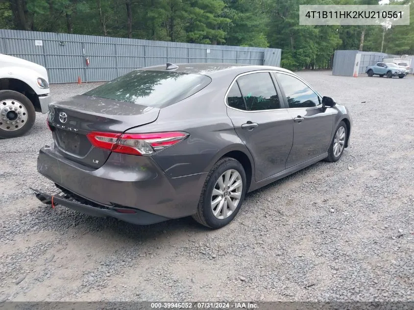 2019 Toyota Camry Le VIN: 4T1B11HK2KU210561 Lot: 39946052