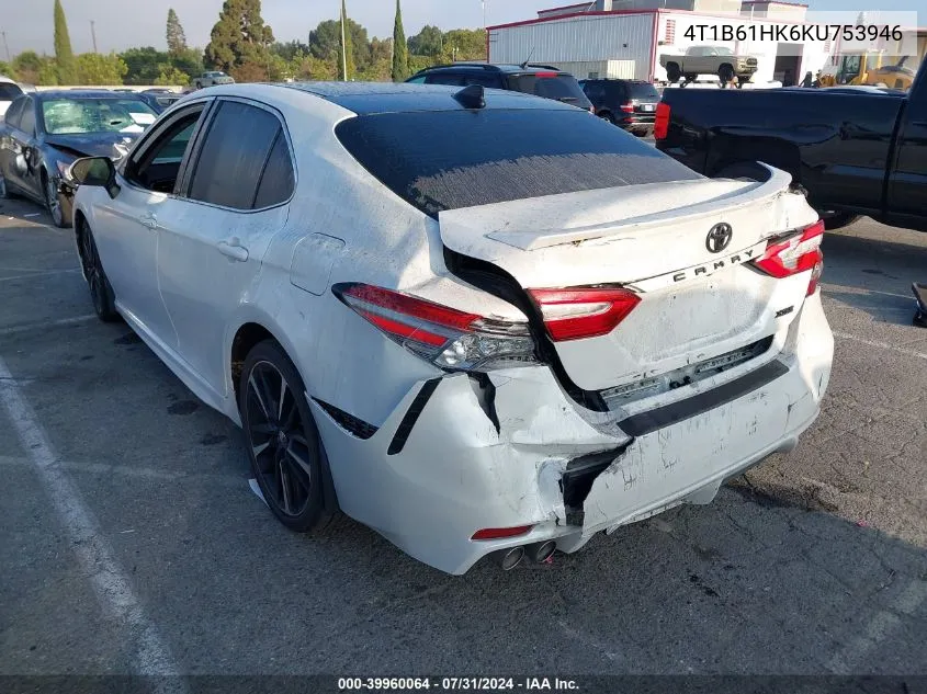 2019 Toyota Camry Xse VIN: 4T1B61HK6KU753946 Lot: 39960064