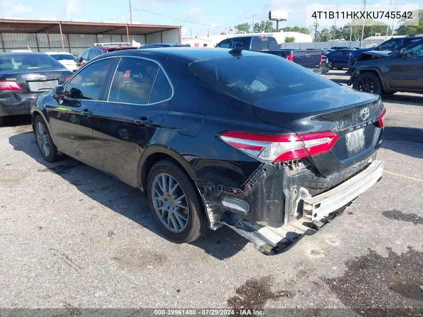 2019 Toyota Camry Le VIN: 4T1B11HKXKU745542 Lot: 39961480