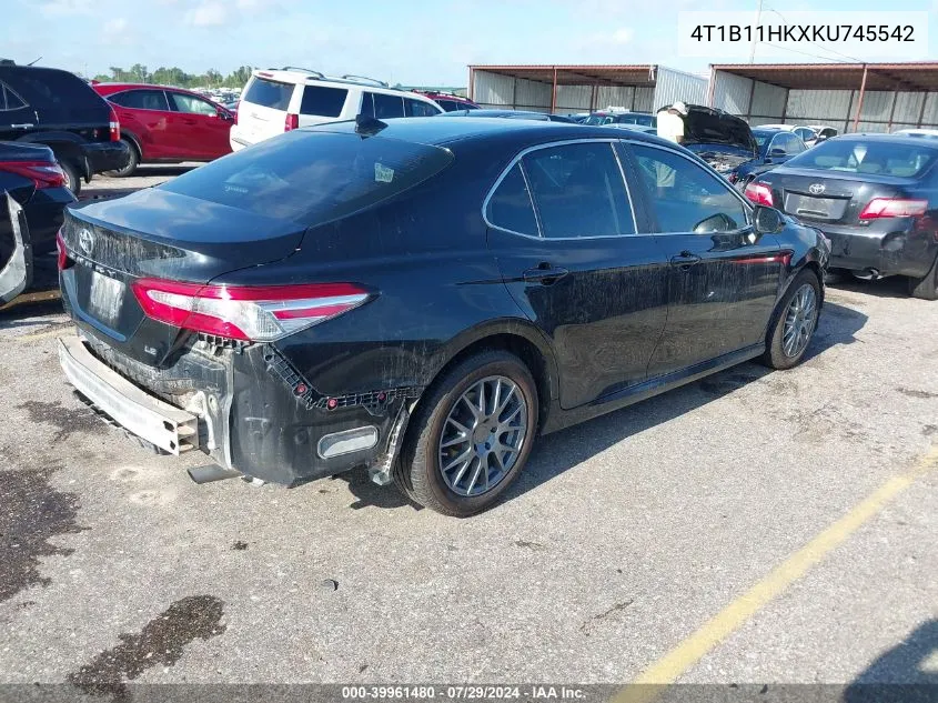 2019 Toyota Camry Le VIN: 4T1B11HKXKU745542 Lot: 39961480