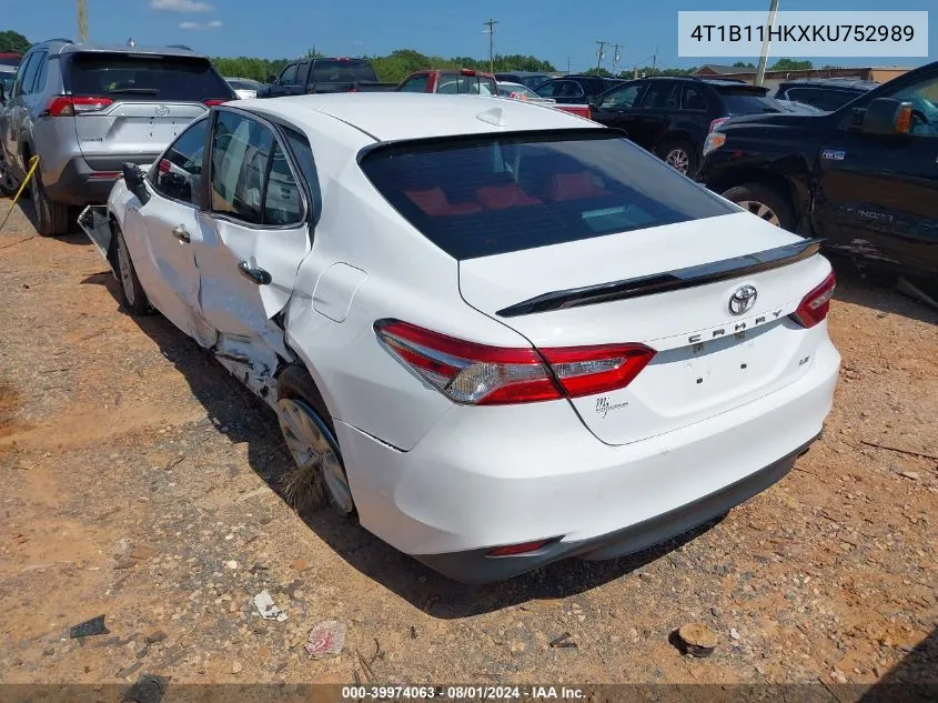 2019 Toyota Camry Le VIN: 4T1B11HKXKU752989 Lot: 39974063