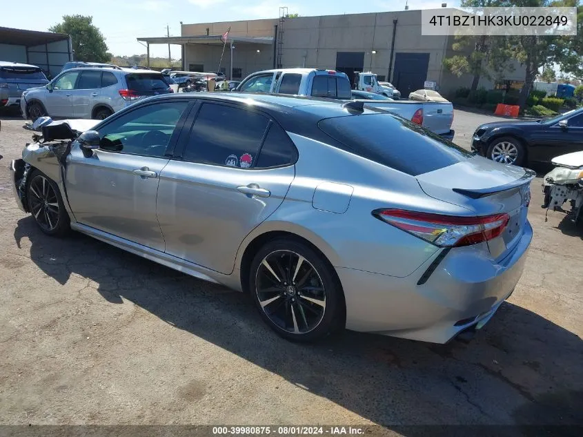 2019 Toyota Camry Xle V6/Xse V6 VIN: 4T1BZ1HK3KU022849 Lot: 39980875