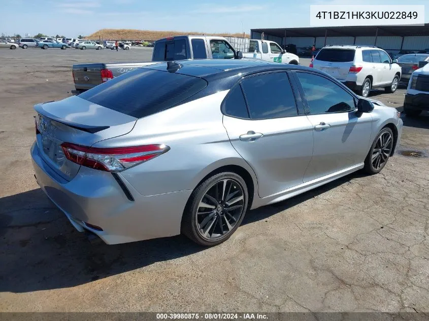 2019 Toyota Camry Xle V6/Xse V6 VIN: 4T1BZ1HK3KU022849 Lot: 39980875