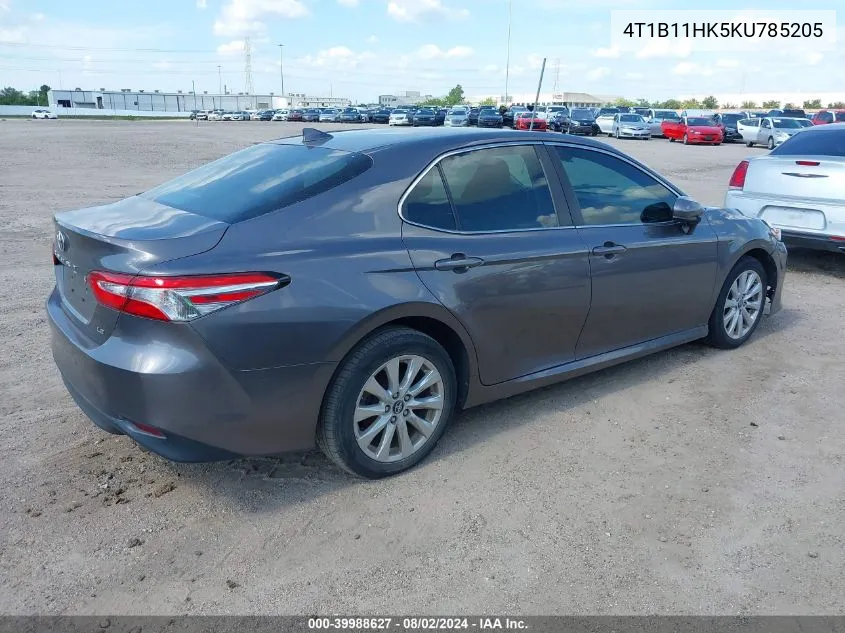 2019 Toyota Camry Le VIN: 4T1B11HK5KU785205 Lot: 39988627