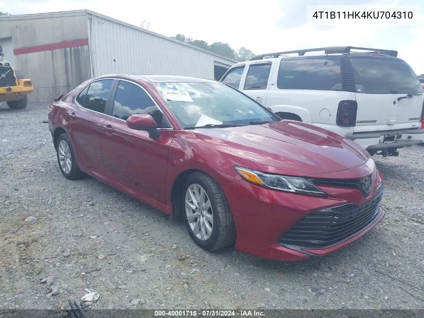 2019 Toyota Camry Le VIN: 4T1B11HK4KU704310 Lot: 40001715