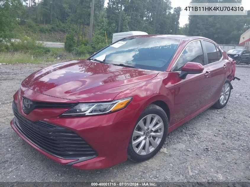 2019 Toyota Camry Le VIN: 4T1B11HK4KU704310 Lot: 40001715