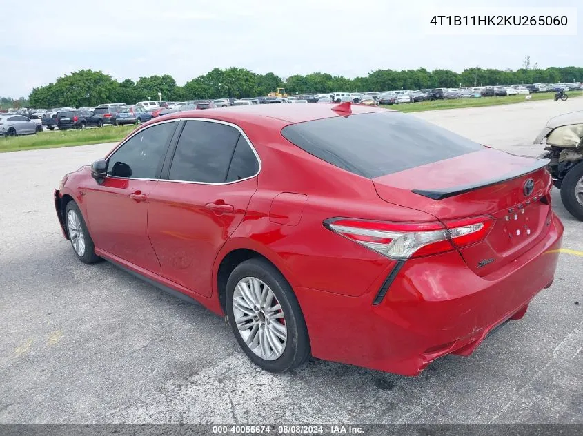 2019 Toyota Camry L/Le/Xle/Se/Xse VIN: 4T1B11HK2KU265060 Lot: 40055674