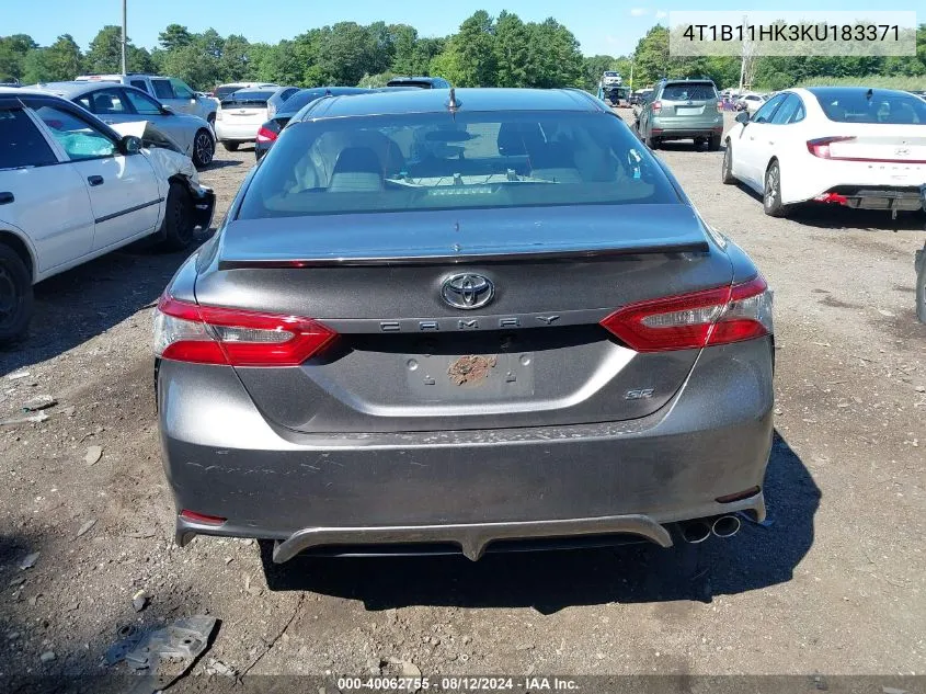 2019 Toyota Camry Se VIN: 4T1B11HK3KU183371 Lot: 40062755