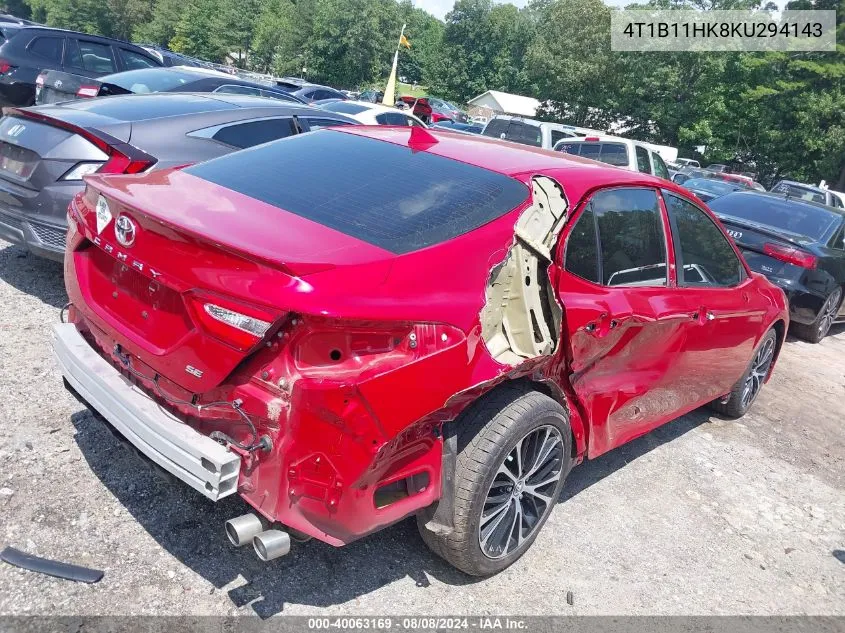 4T1B11HK8KU294143 2019 Toyota Camry Se