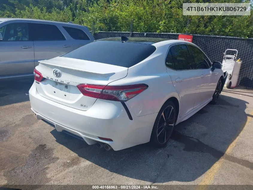 2019 Toyota Camry Xse VIN: 4T1B61HK1KU806729 Lot: 40156963