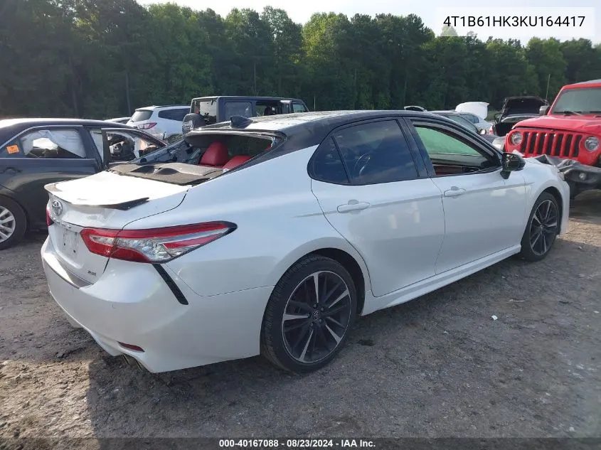 2019 Toyota Camry Xse VIN: 4T1B61HK3KU164417 Lot: 40167088