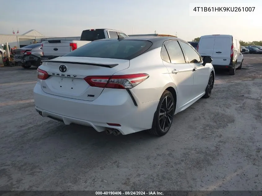 2019 Toyota Camry Xse VIN: 4T1B61HK9KU261007 Lot: 40190406