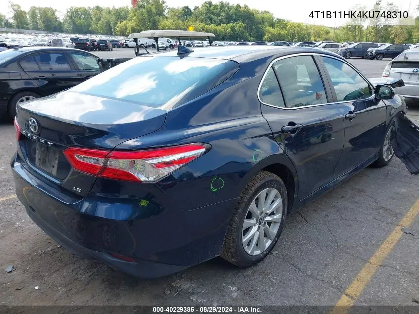 2019 Toyota Camry Le VIN: 4T1B11HK4KU748310 Lot: 40229385