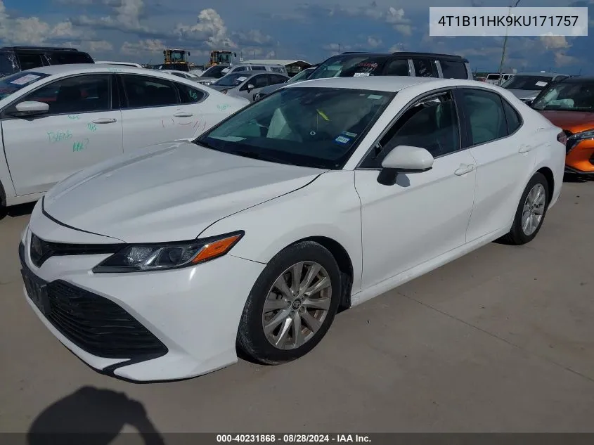 2019 Toyota Camry Le VIN: 4T1B11HK9KU171757 Lot: 40231868