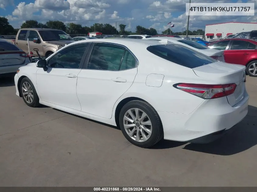 2019 Toyota Camry Le VIN: 4T1B11HK9KU171757 Lot: 40231868