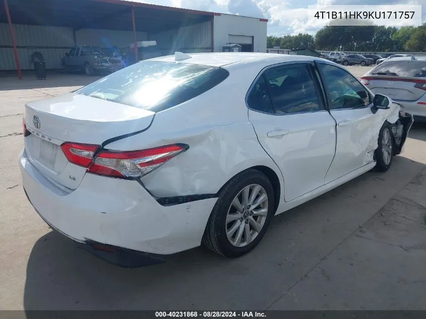 2019 Toyota Camry Le VIN: 4T1B11HK9KU171757 Lot: 40231868