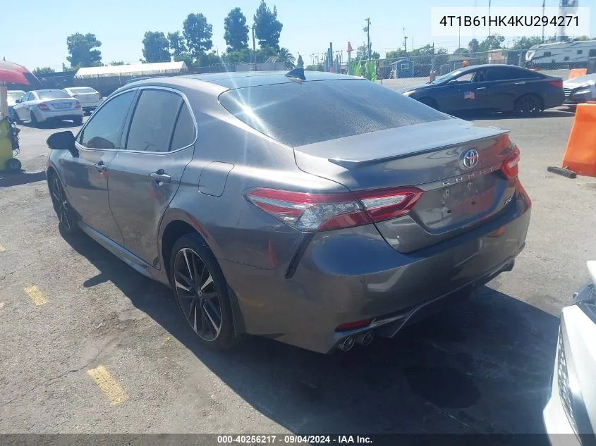 2019 Toyota Camry Xse VIN: 4T1B61HK4KU294271 Lot: 40256217