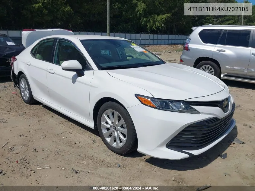 2019 Toyota Camry Le VIN: 4T1B11HK4KU702105 Lot: 40261628