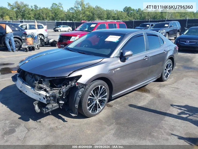 4T1B11HK6KU796360 2019 Toyota Camry Se