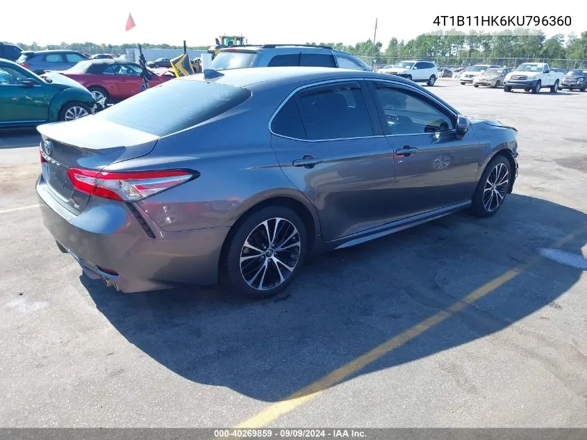 2019 Toyota Camry Se VIN: 4T1B11HK6KU796360 Lot: 40269859